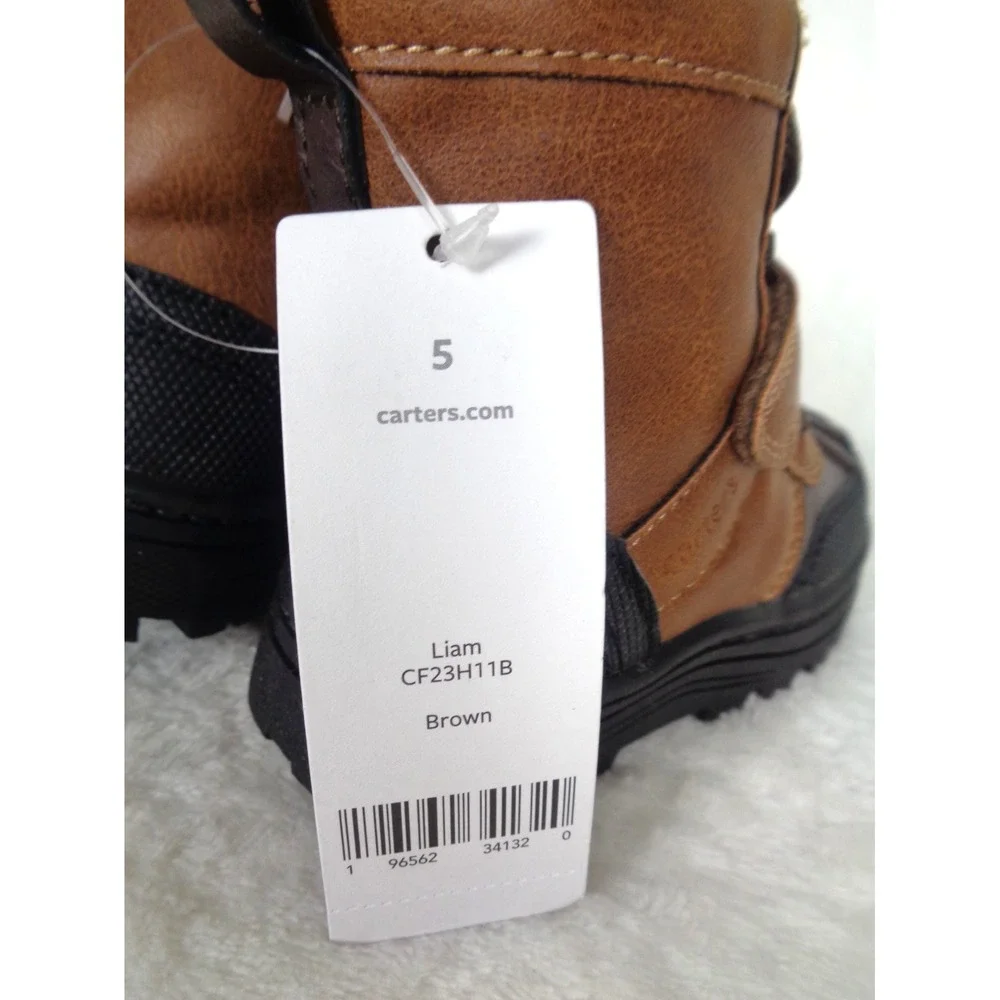 Carter's Liam Toddler Boots Size 5 Brown Lace Up Hook & Loop New with‎ Tags
